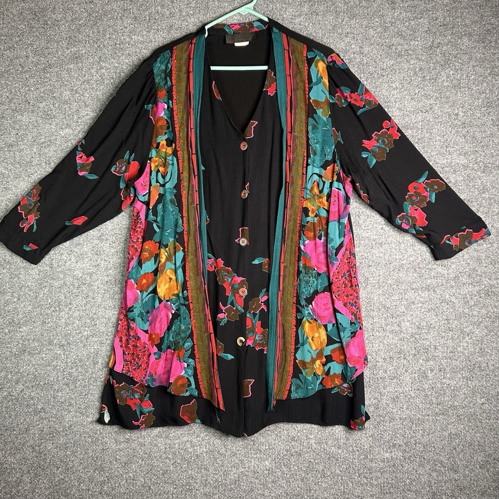 Vintage Lida Caputo Top Dress Floral Button Up Size 1x‎